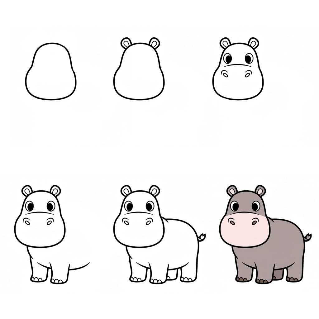 Hippopotame très simple dessin