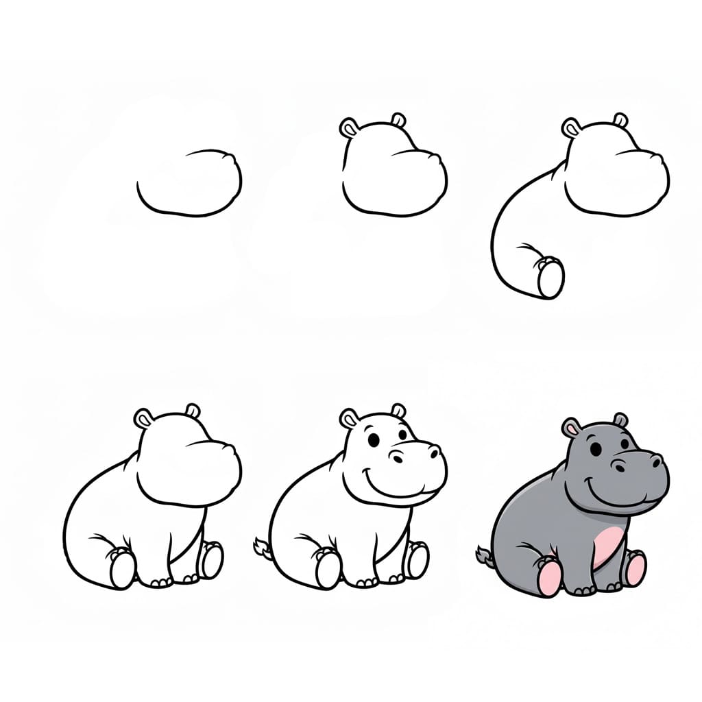 Image d'hippopotame dessin