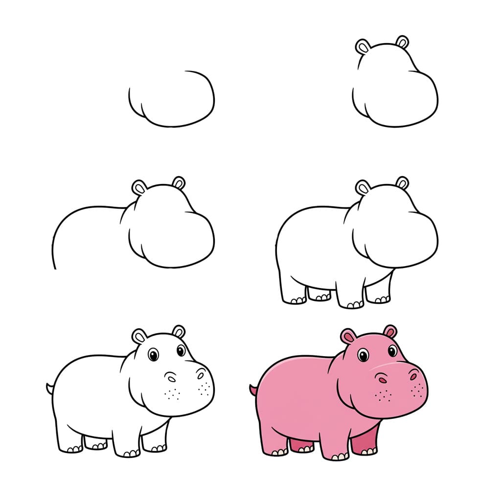 L'hippopotame est mignon dessin