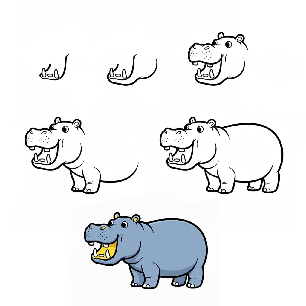 Rire d'hippopotame dessin