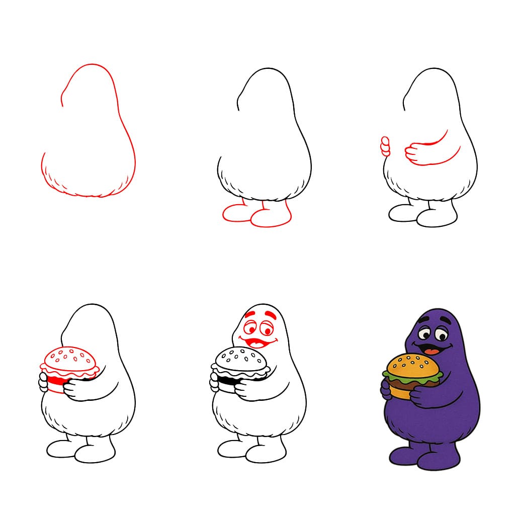 Grimace et burger dessin