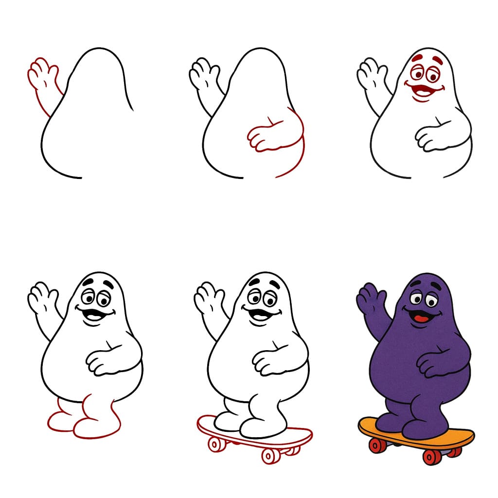 Grimace sur skateboard dessin