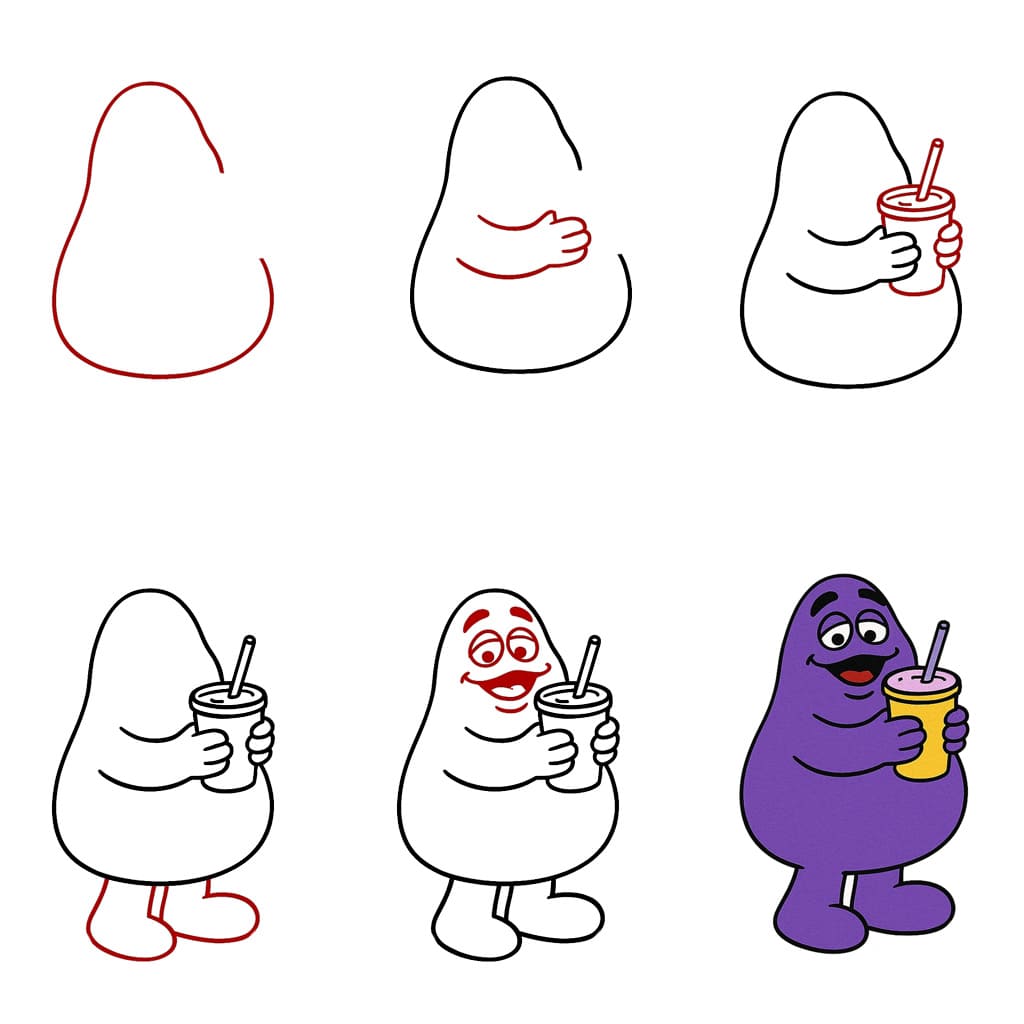 Grimace tenant Milkshake dessin