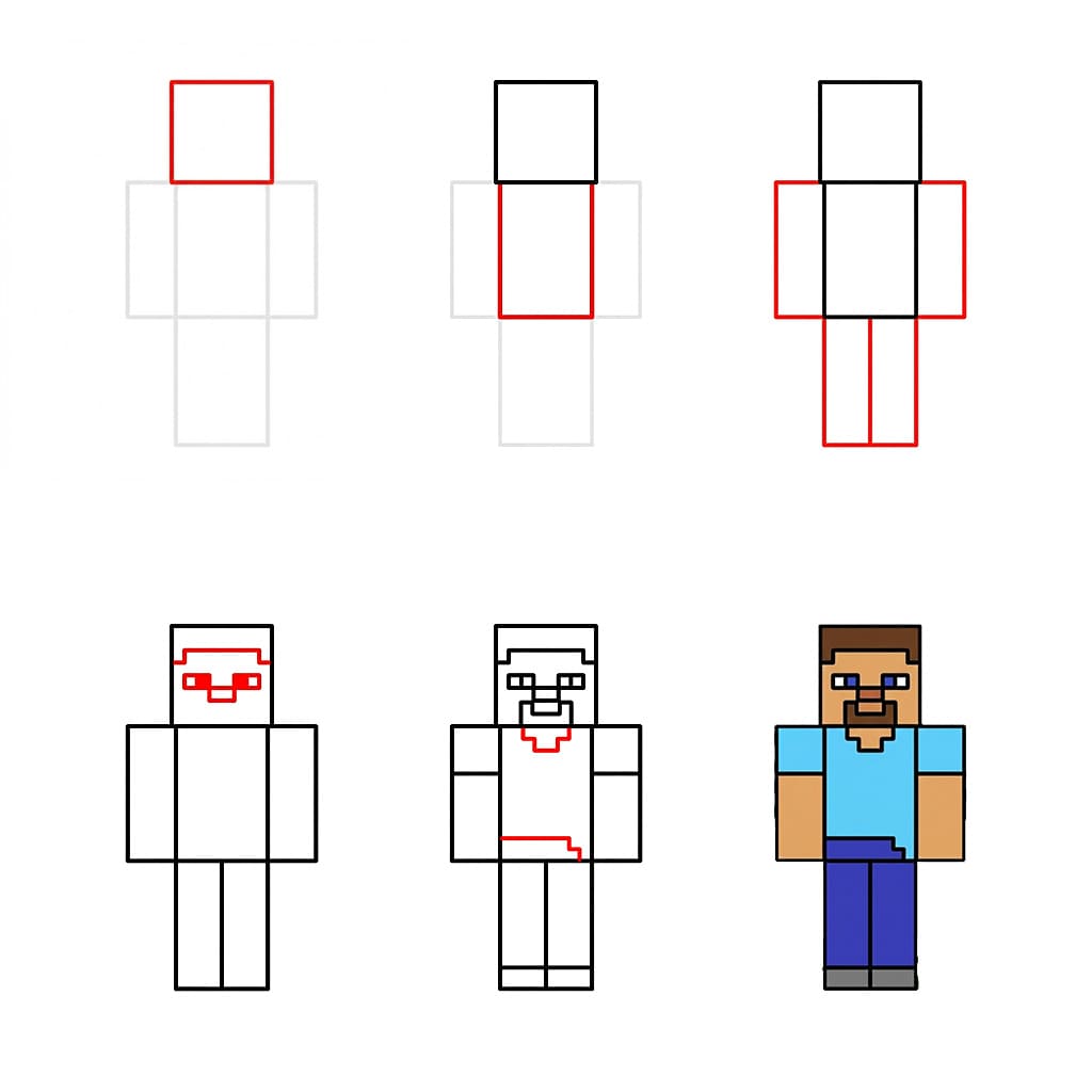 Joueur Minecraft heureux dessin