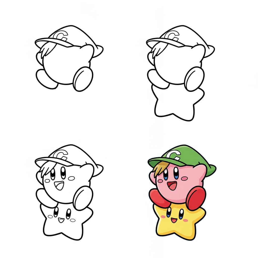 Kirby avec une étoile dessin