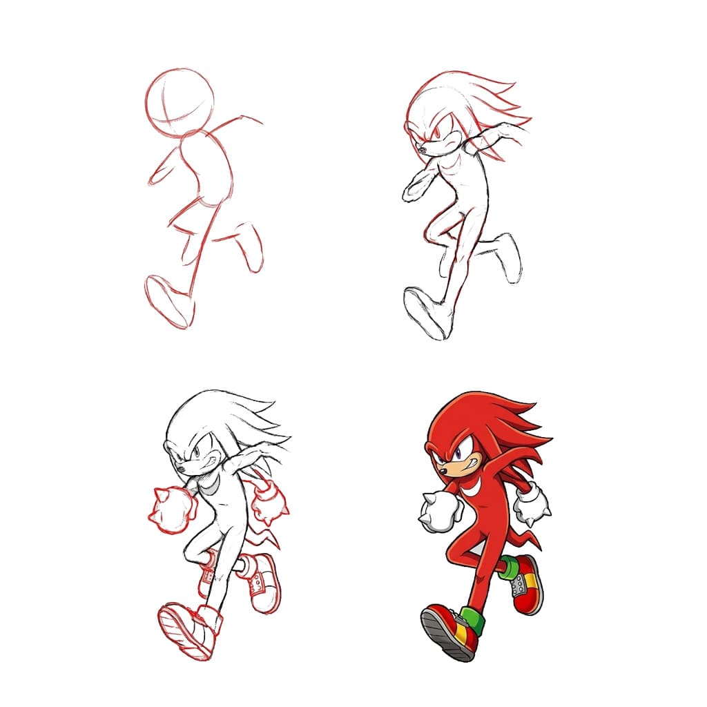 Knuckles courent dessin
