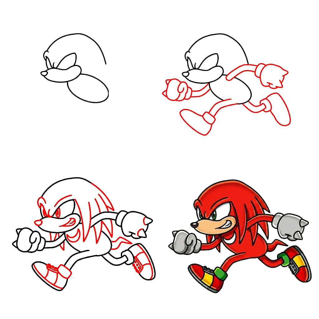 Knuckles courir vite dessin