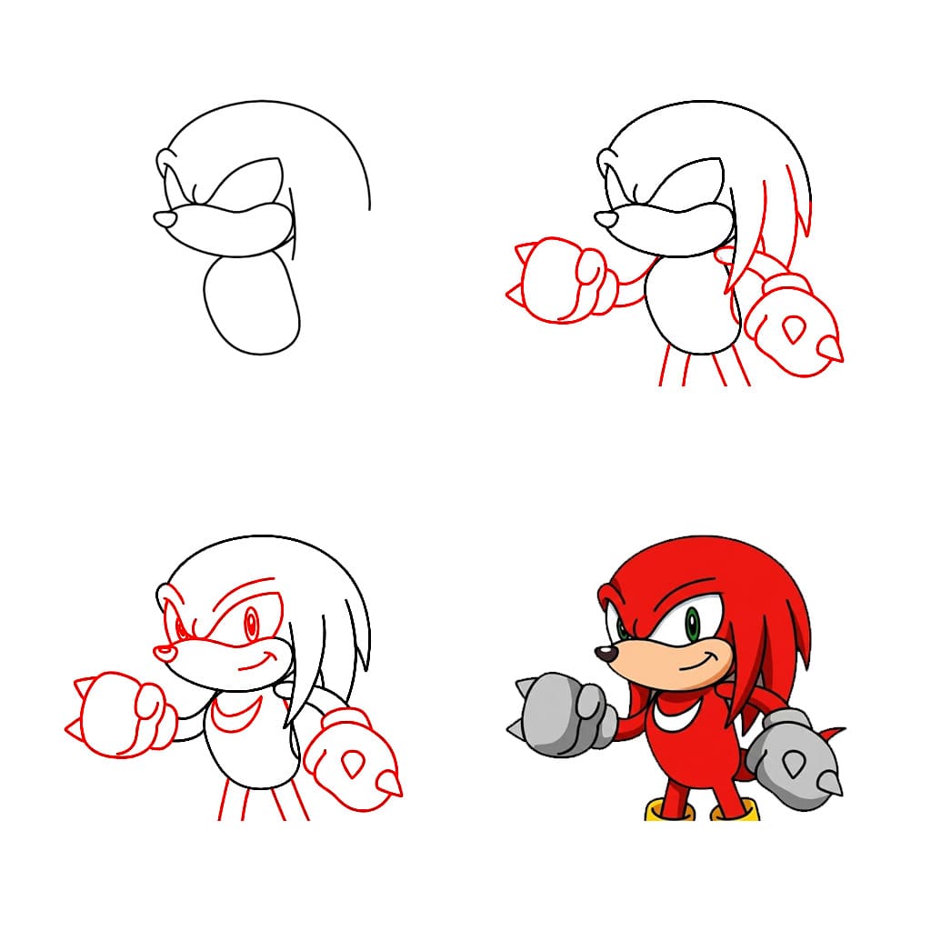 Knuckles se battre dessin