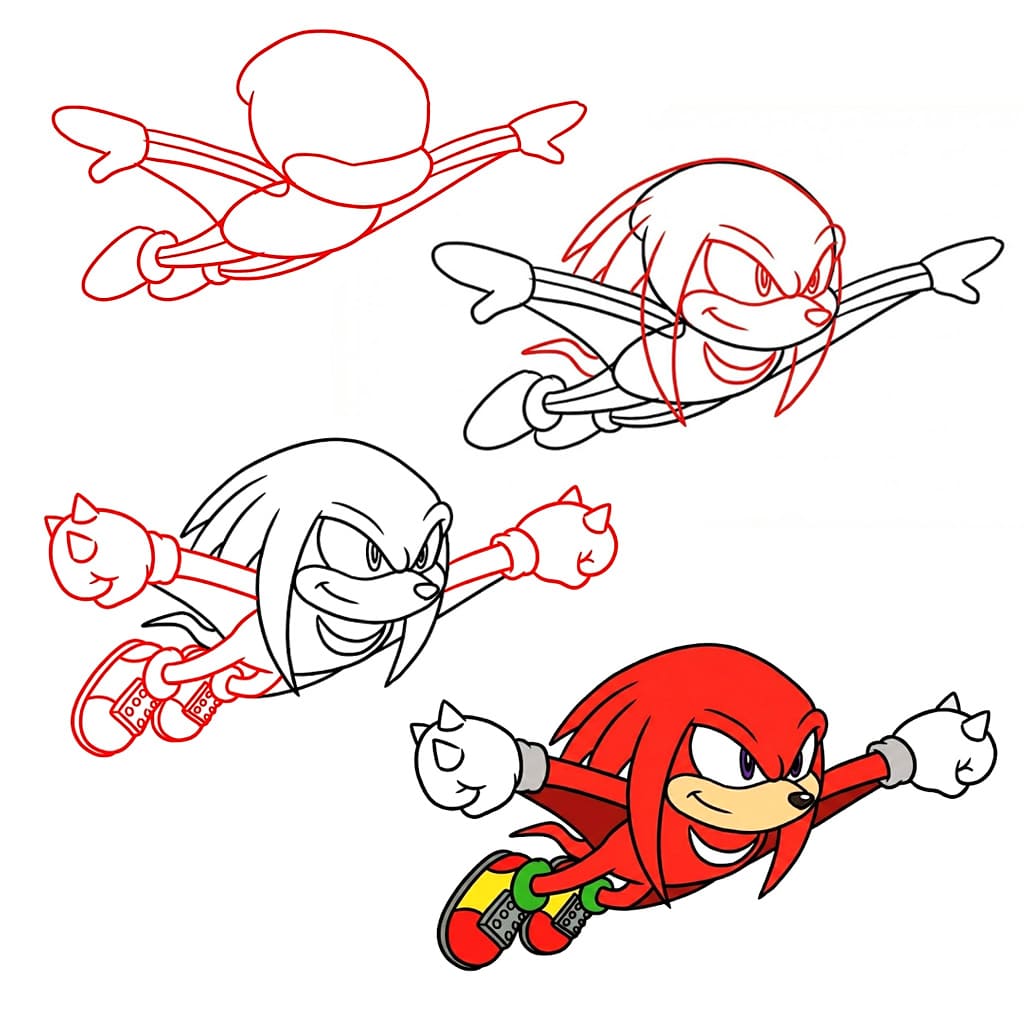 Knuckles volent dessin