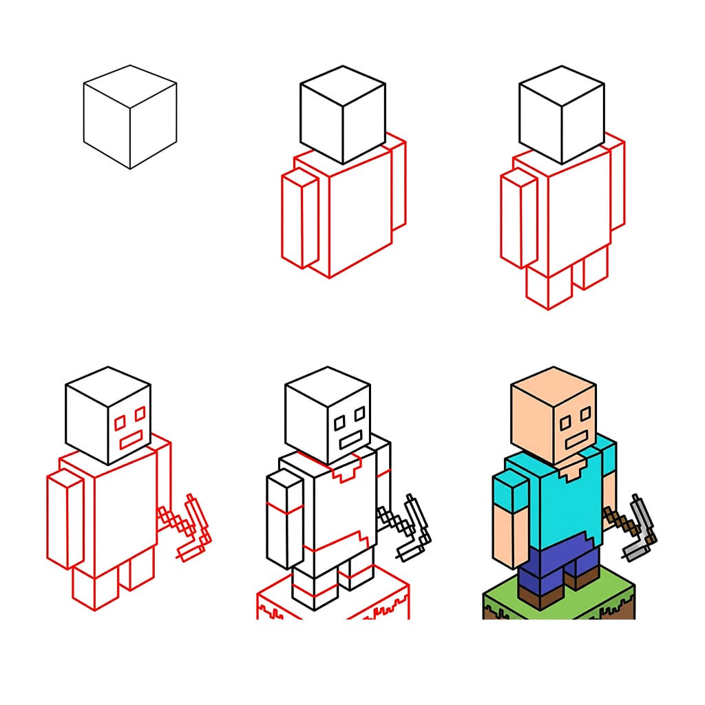 Minecraft tient une arme dessin