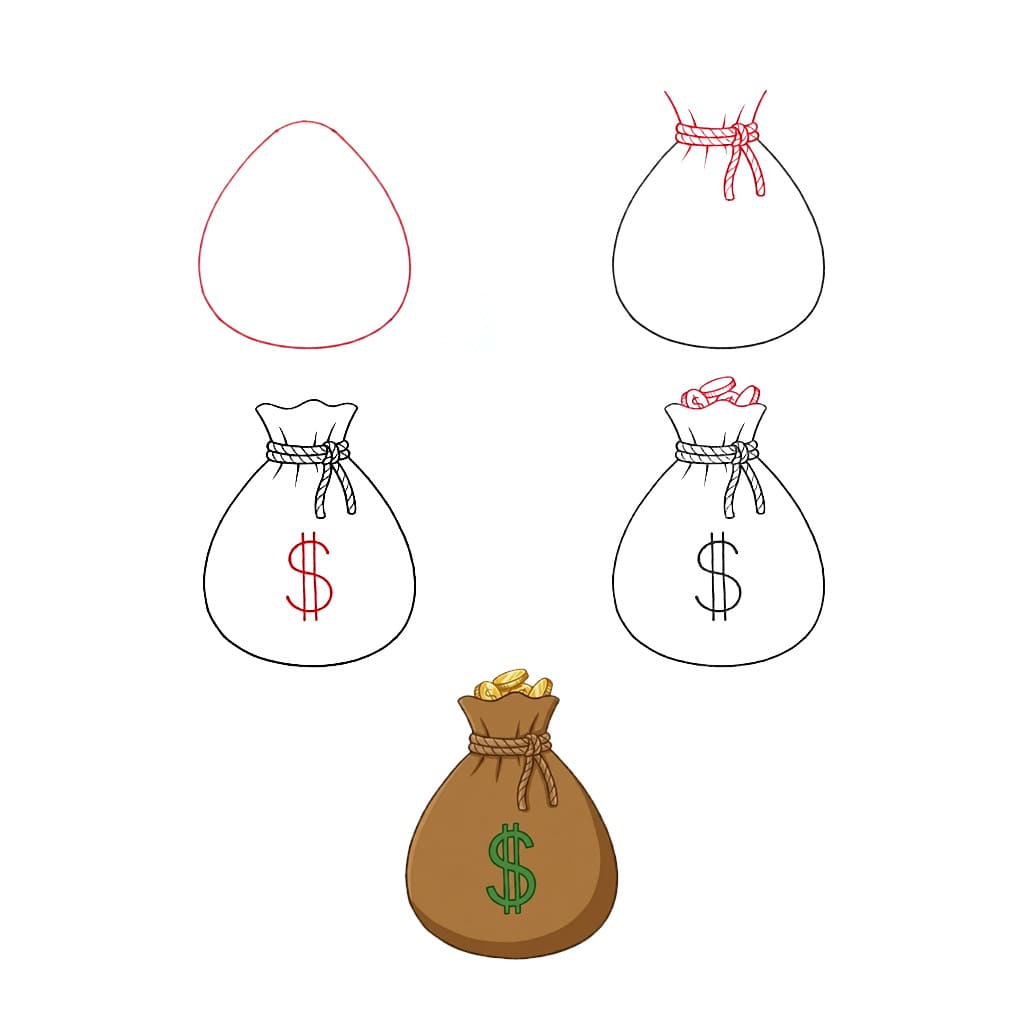 Sac d'argent classique dessin