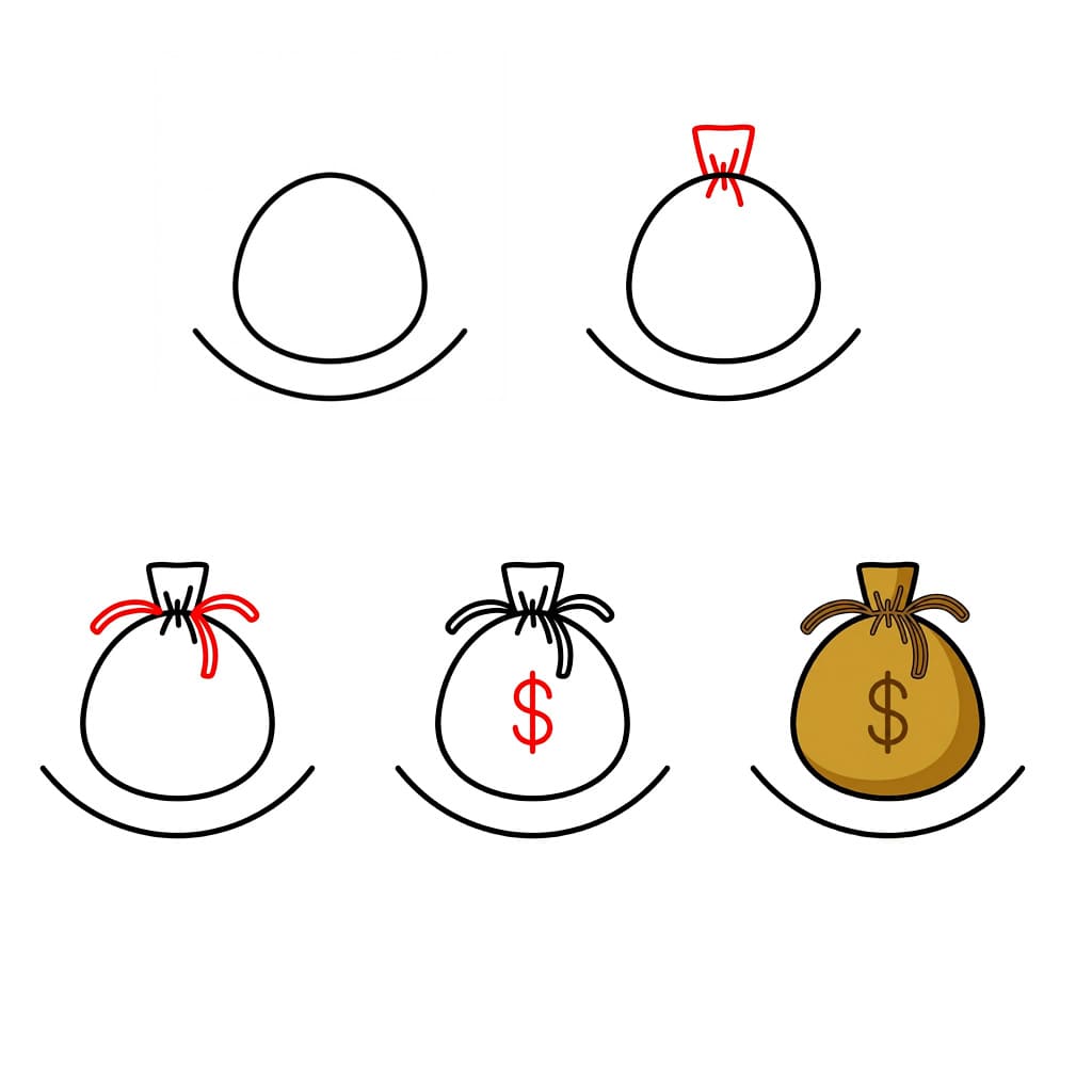 Sac d'argent facile à remplir dessin
