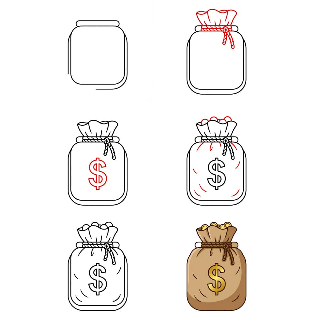 Sac d'argent perdu dessin