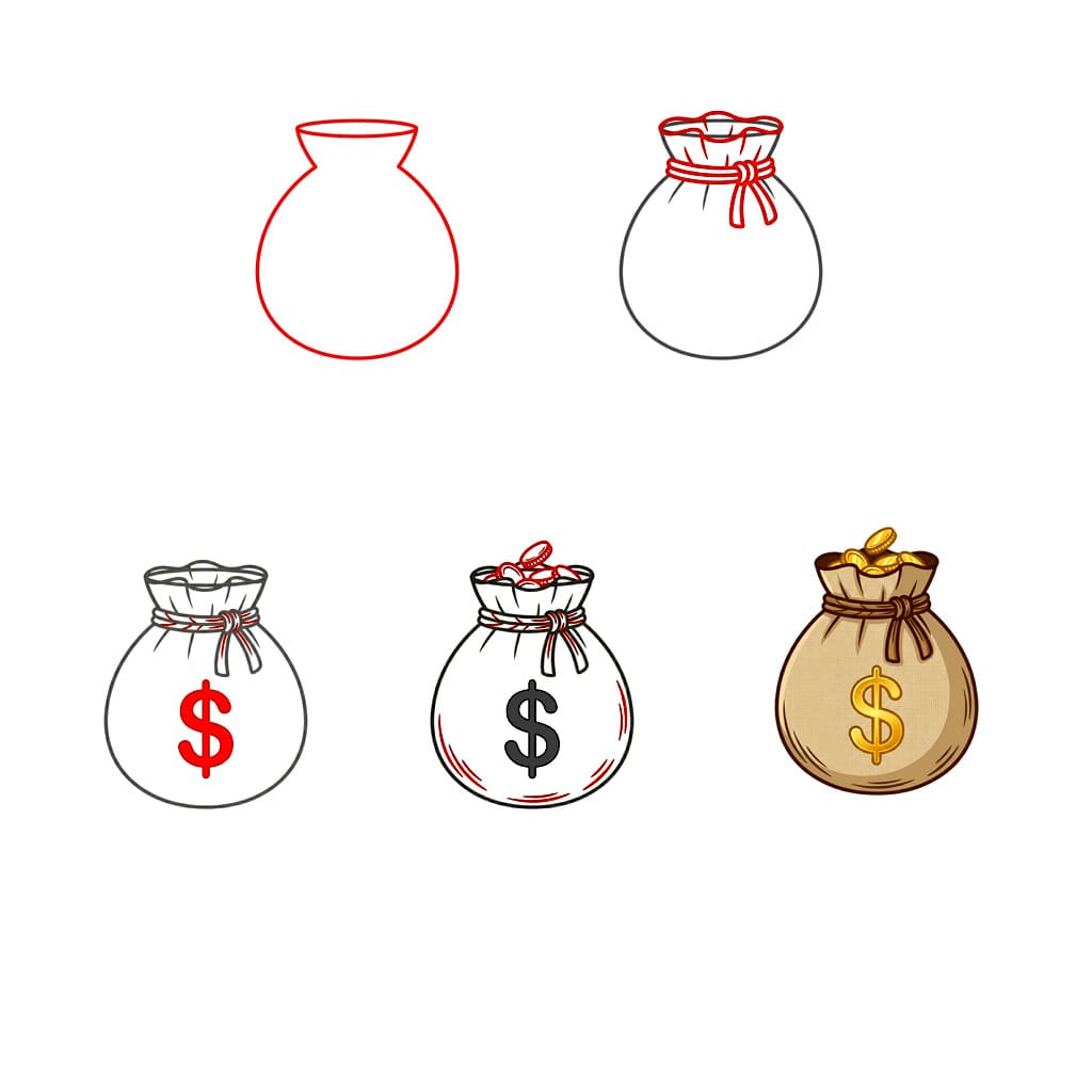 Sac d'argent plat dessin