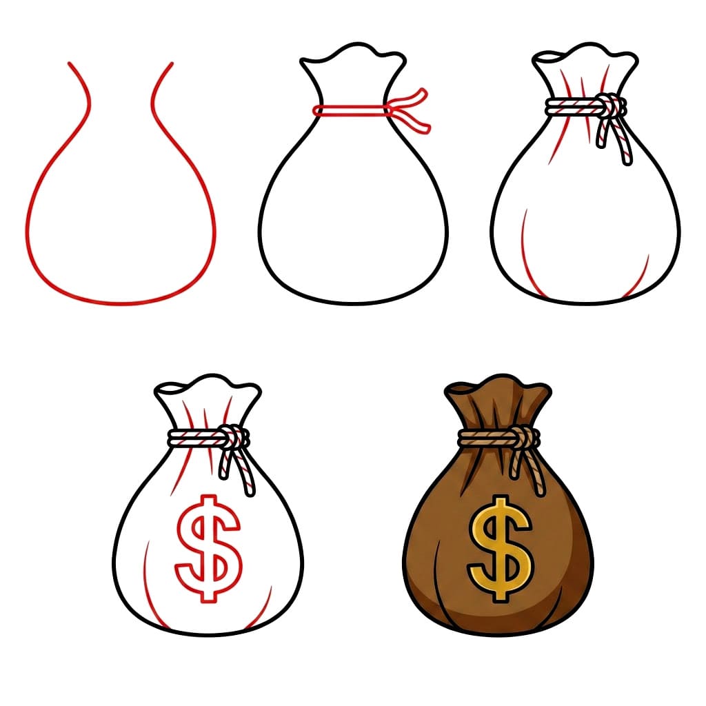 Sac d'argent style plat dessin