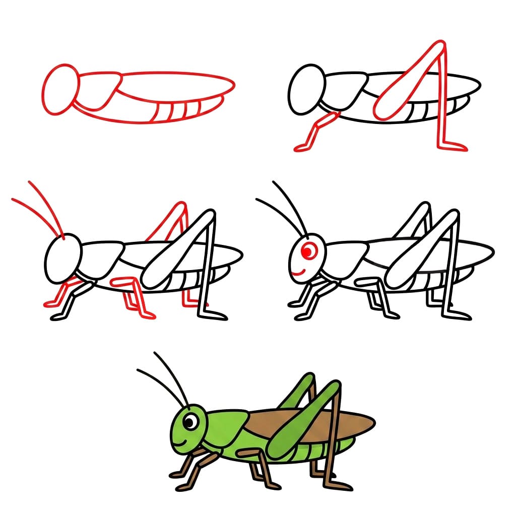 Sauterelle joyeuse dessin