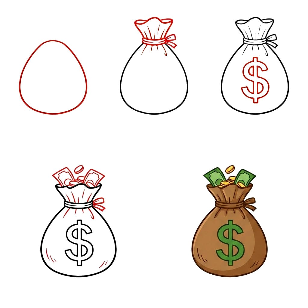 Symbole de sac d'argent dessin