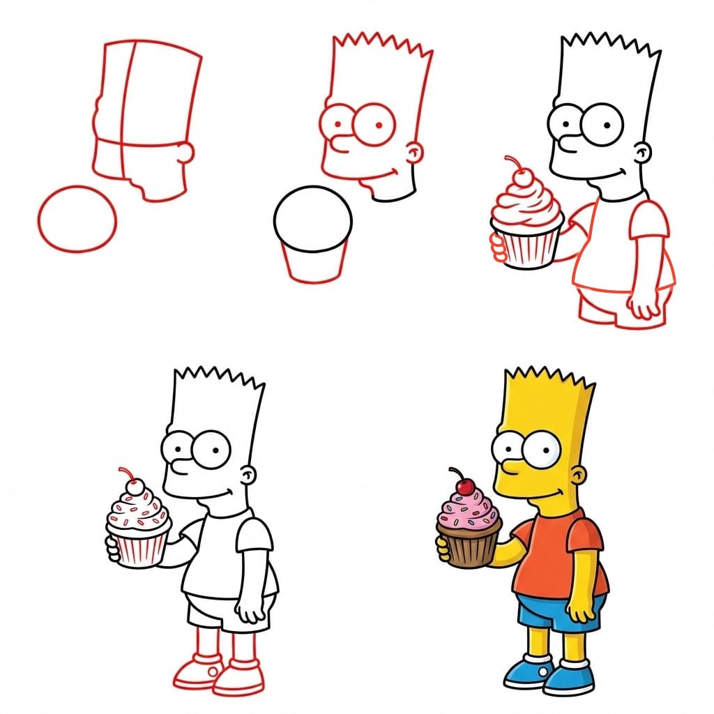 Bart Simpson avec un cupcake dessin