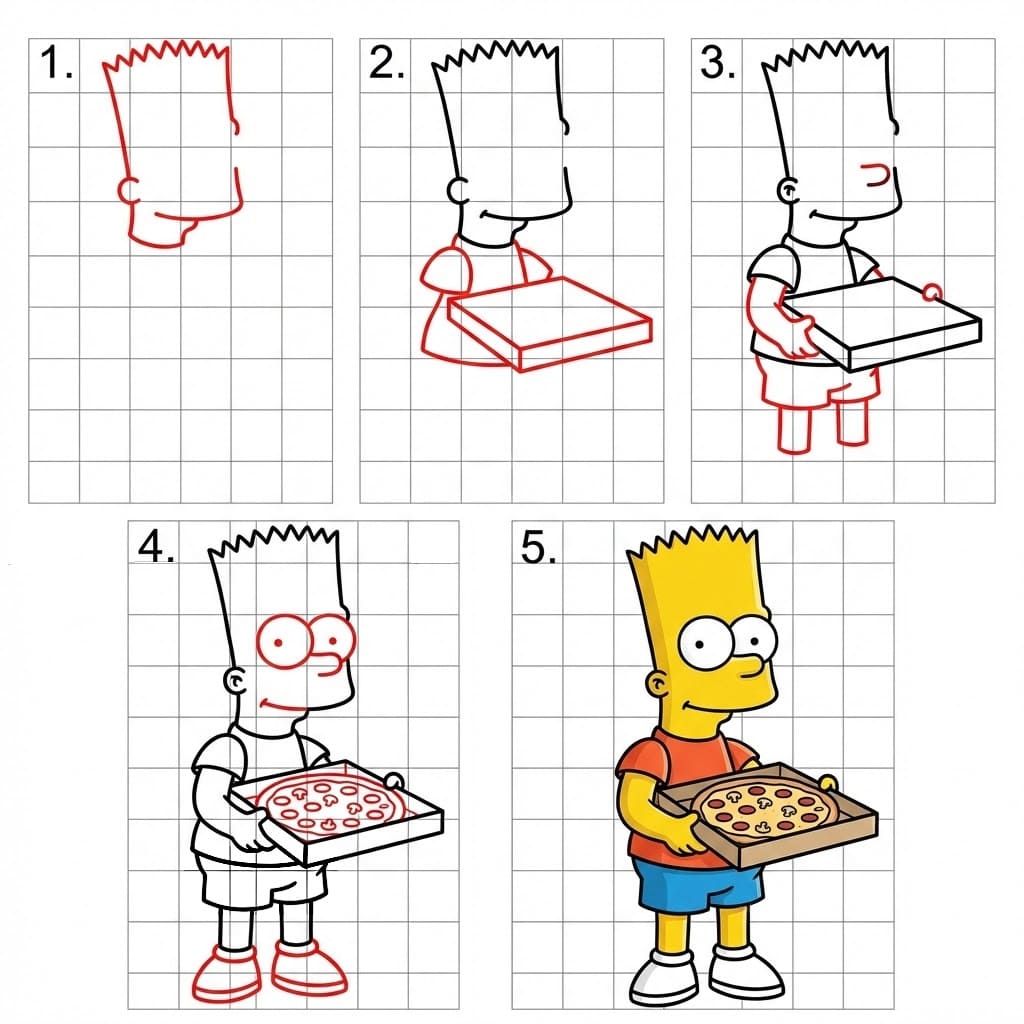 Bart Simpson avec une pizza dessin