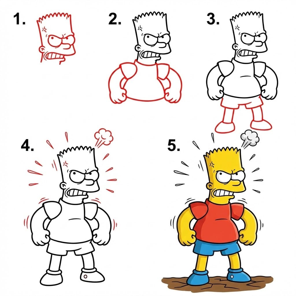 Bart Simpson en colère dessin