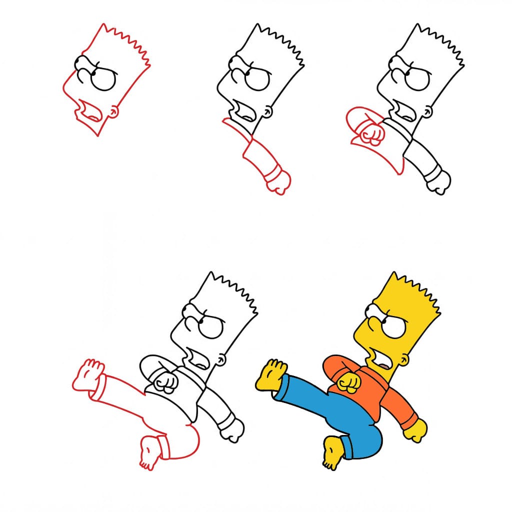 Bart Simpson faisant du karaté dessin