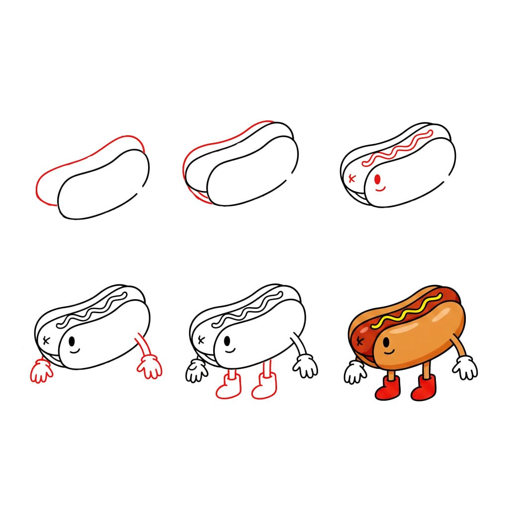 Hot dog personnage dessin