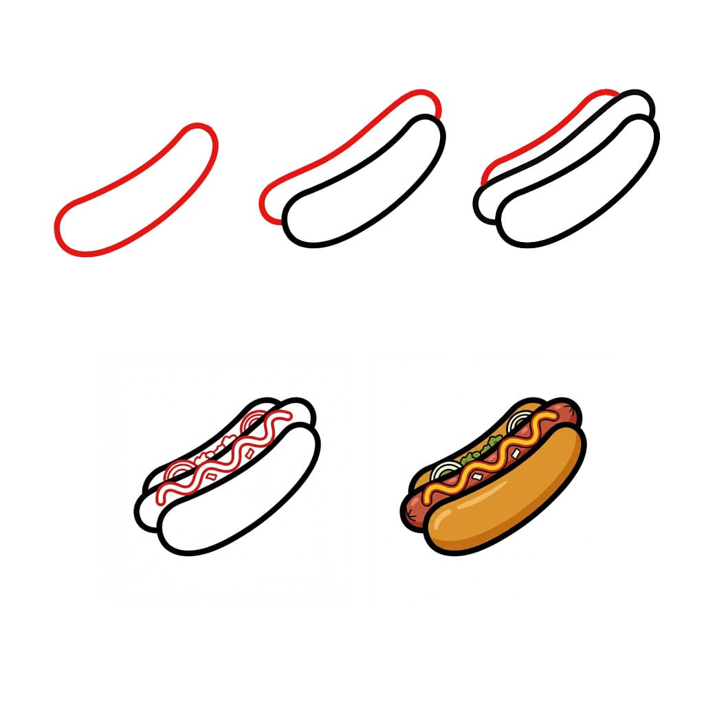 Hot dog savoureux dessin