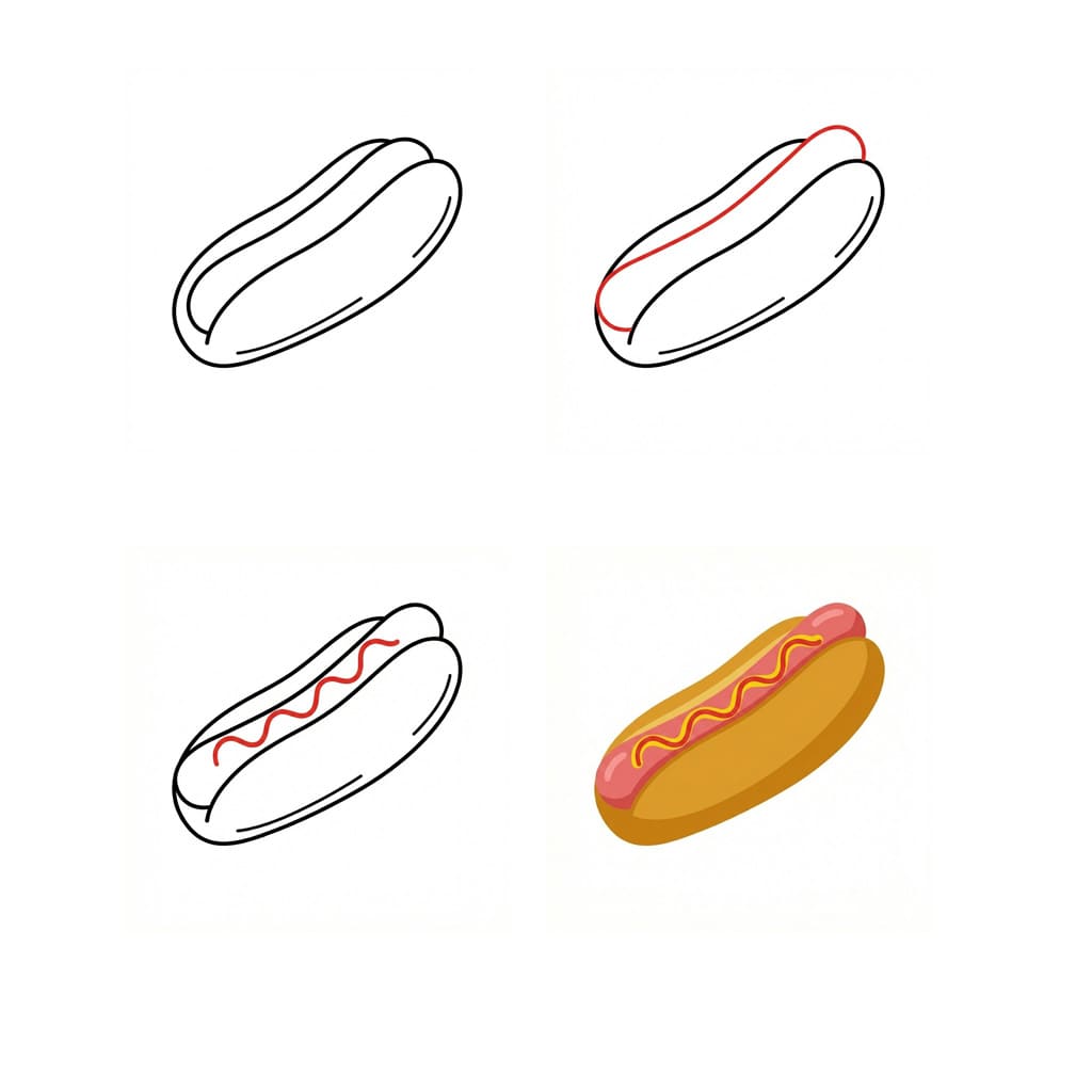 Hot dog très simple dessin