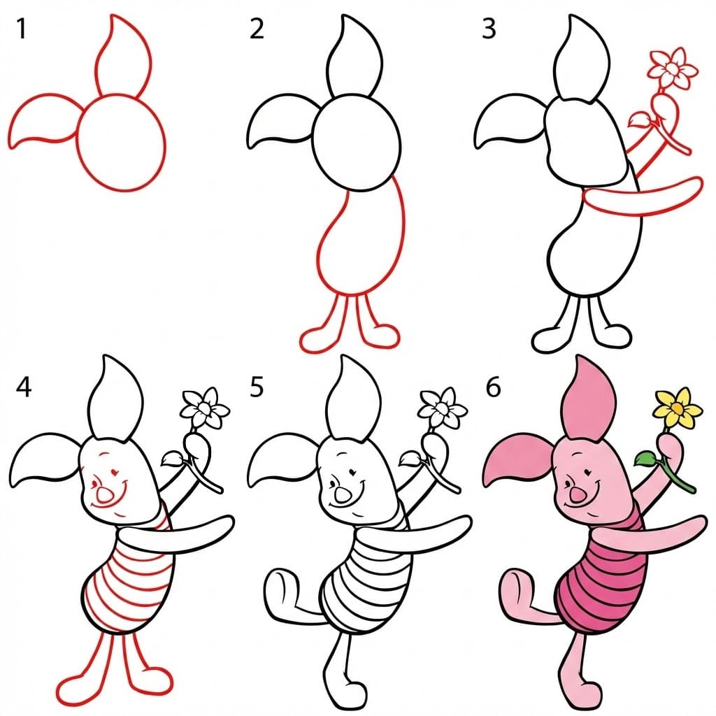 Porcinet danse dessin