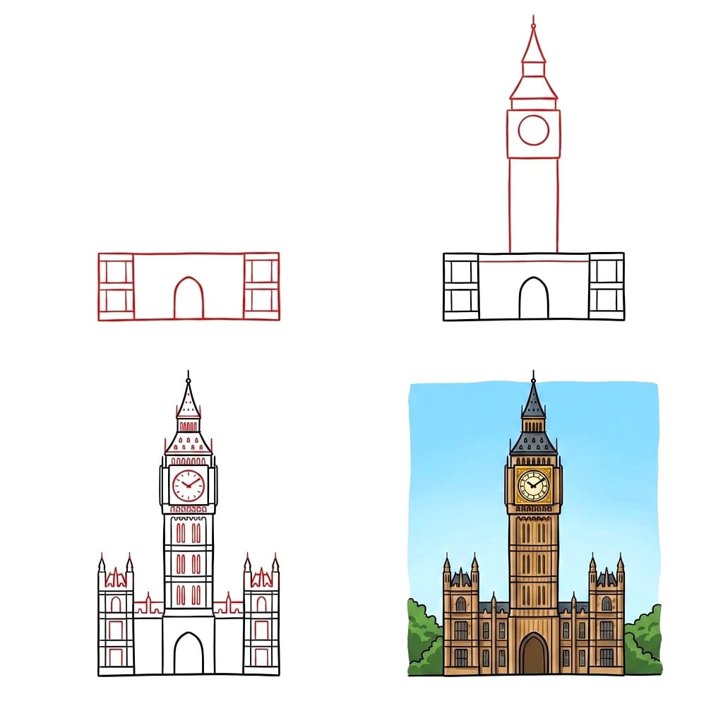 Vue de Big Ben à Londres dessin
