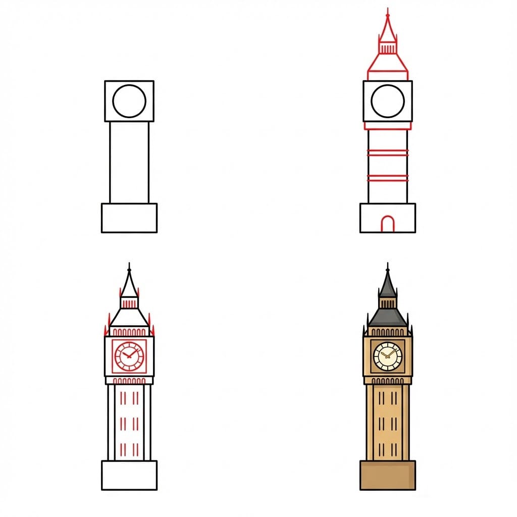 Vue de la tour de Big Ben dessin