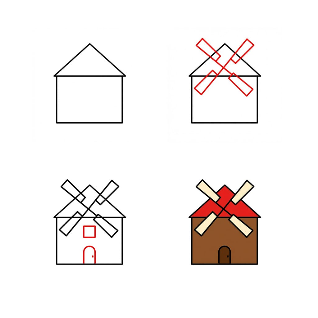 Facile Moulin à vent dessin