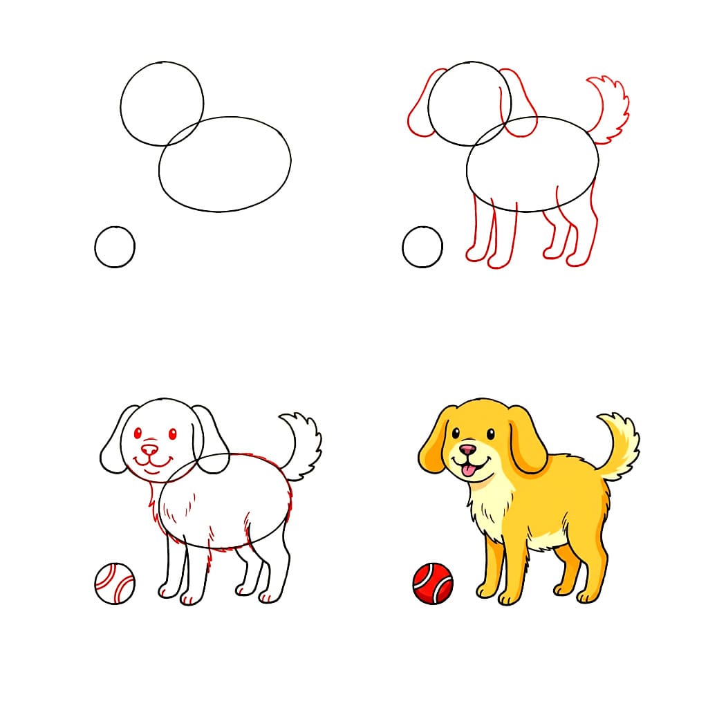 Golden Retriever avec une balle dessin