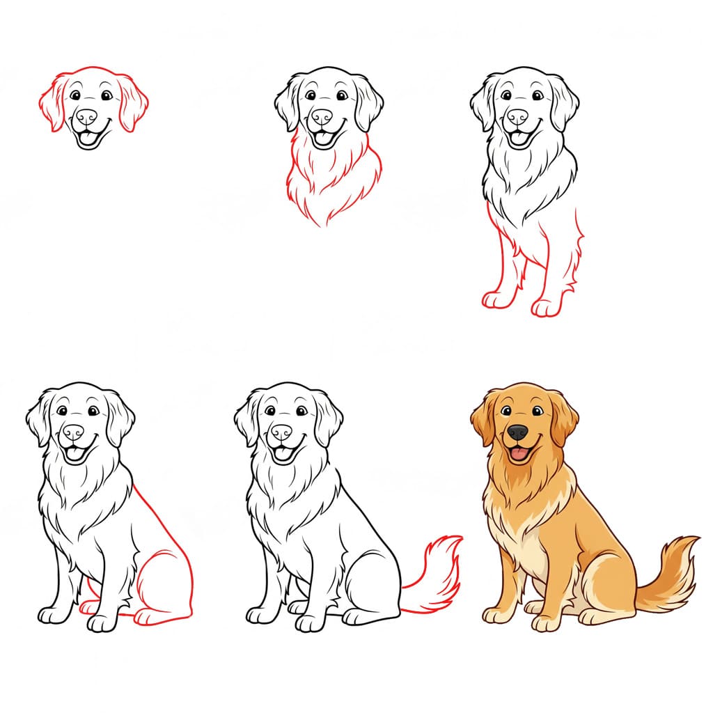 Golden Retriever qui rit dessin