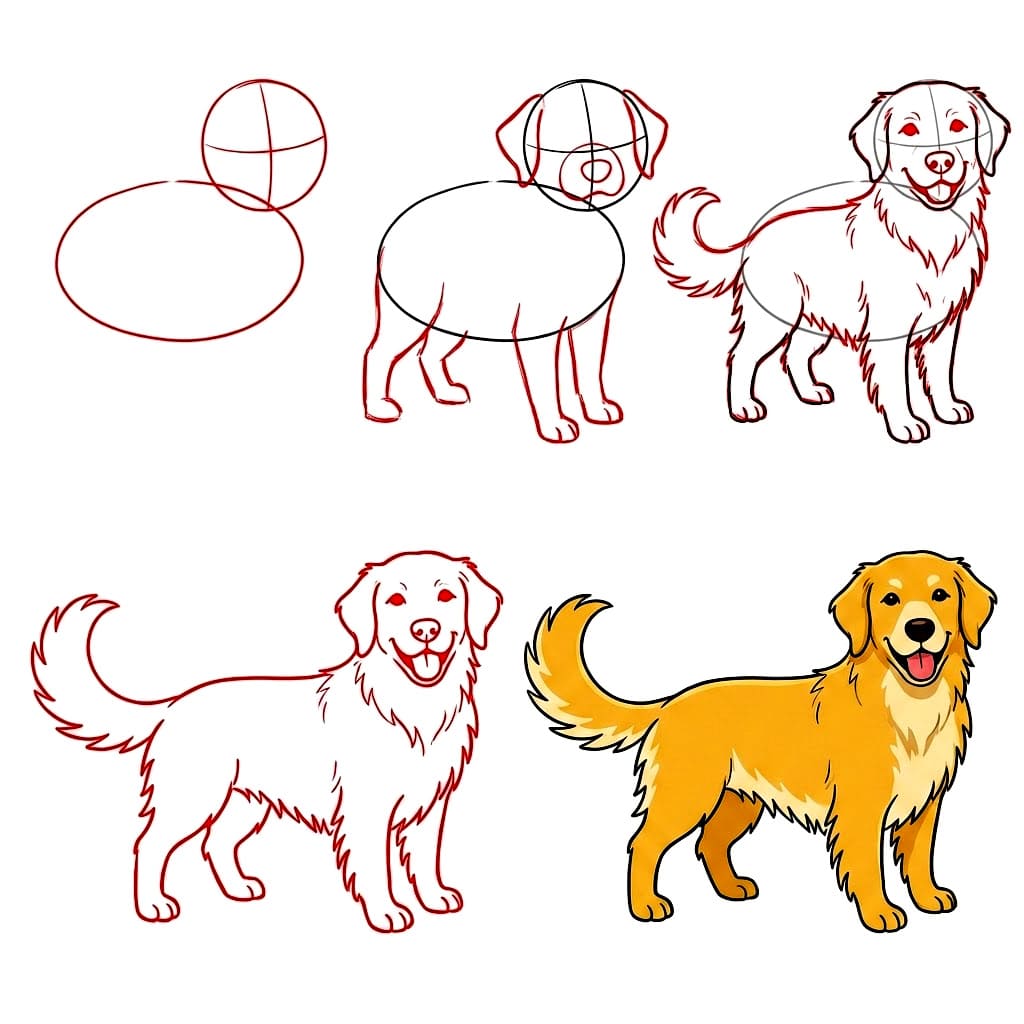 Grand Golden Retriever dessin