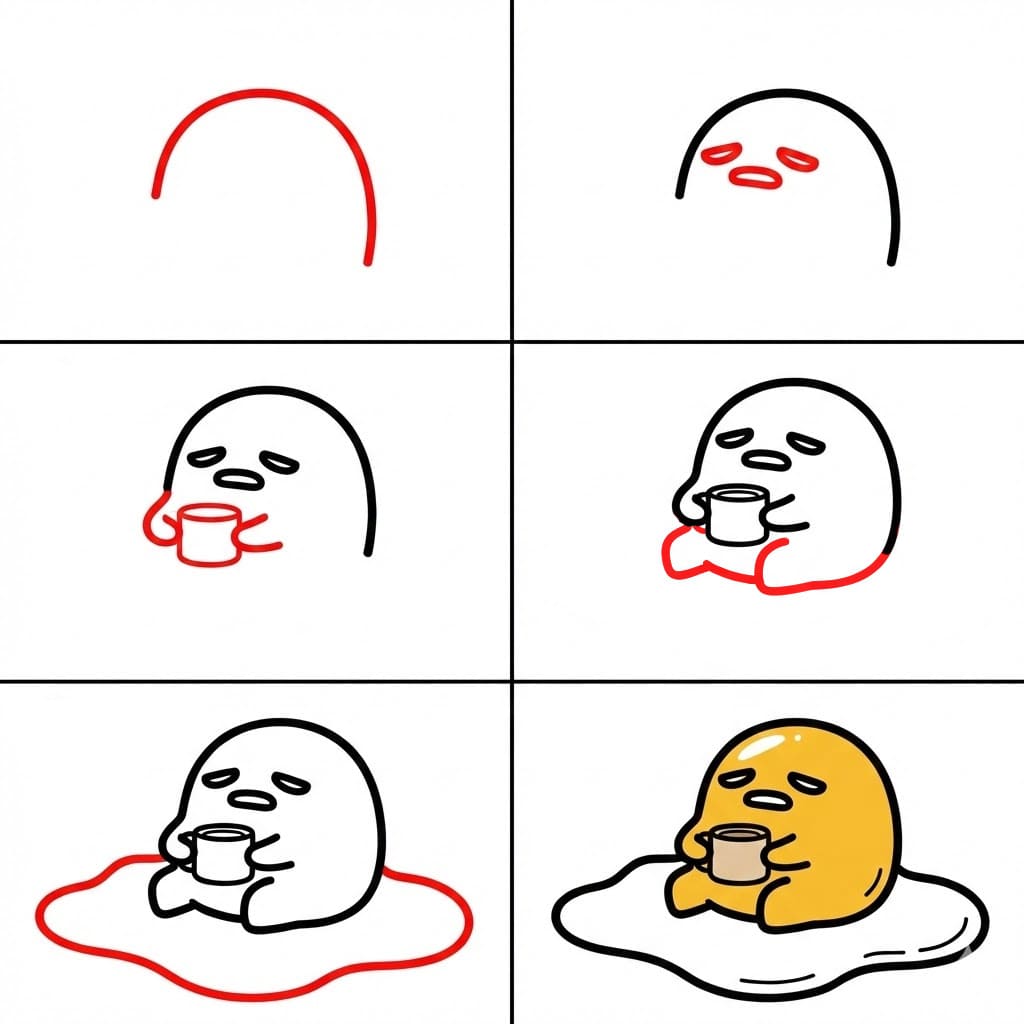 Gudetama avec du café dessin