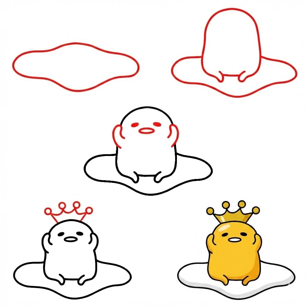 Gudetama avec une couronne dessin