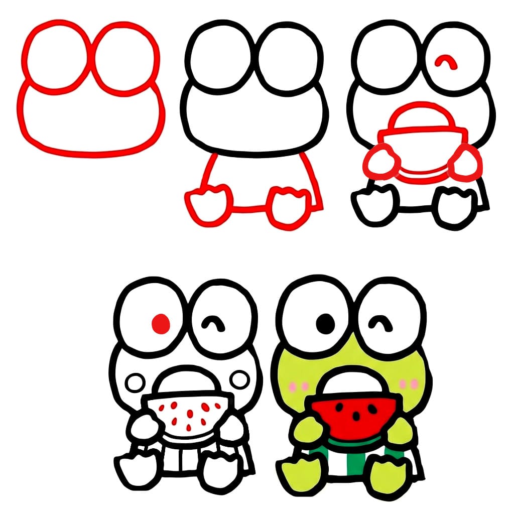 Keroppi mange de la pastèque dessin
