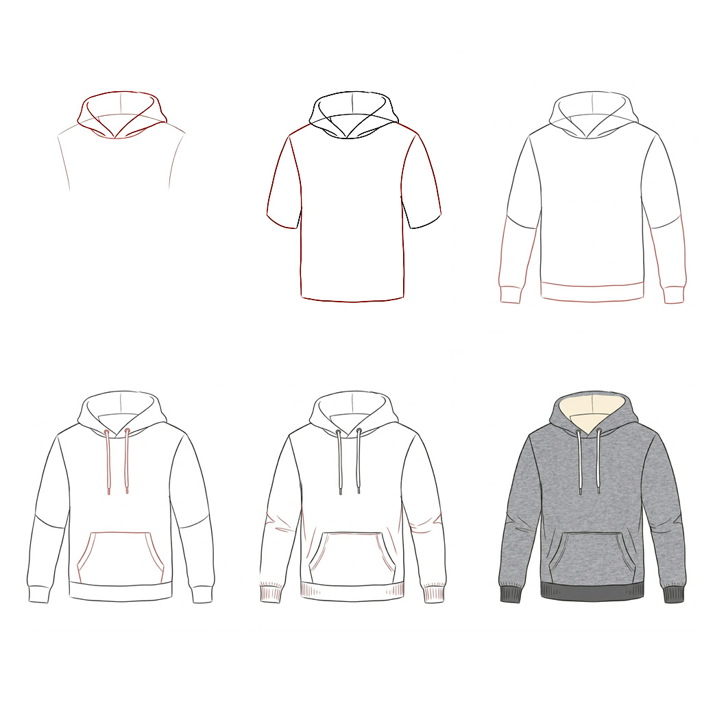 Sweat à capuche gris dessin