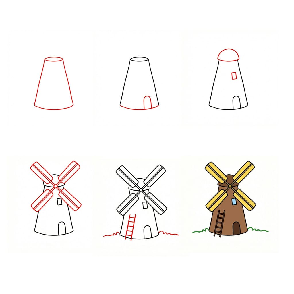 Un joli moulin à vent dessin