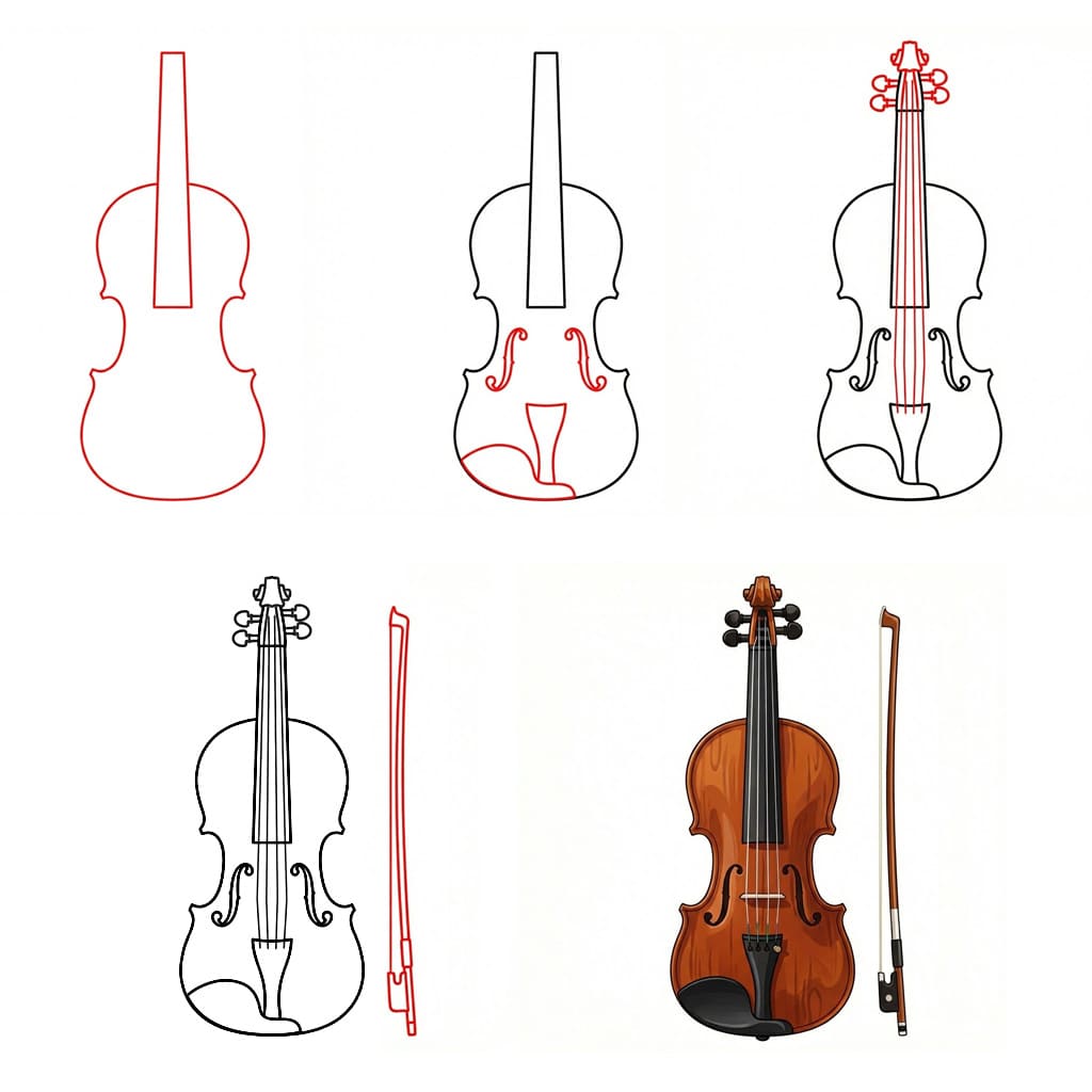 Violon avec archet dessin