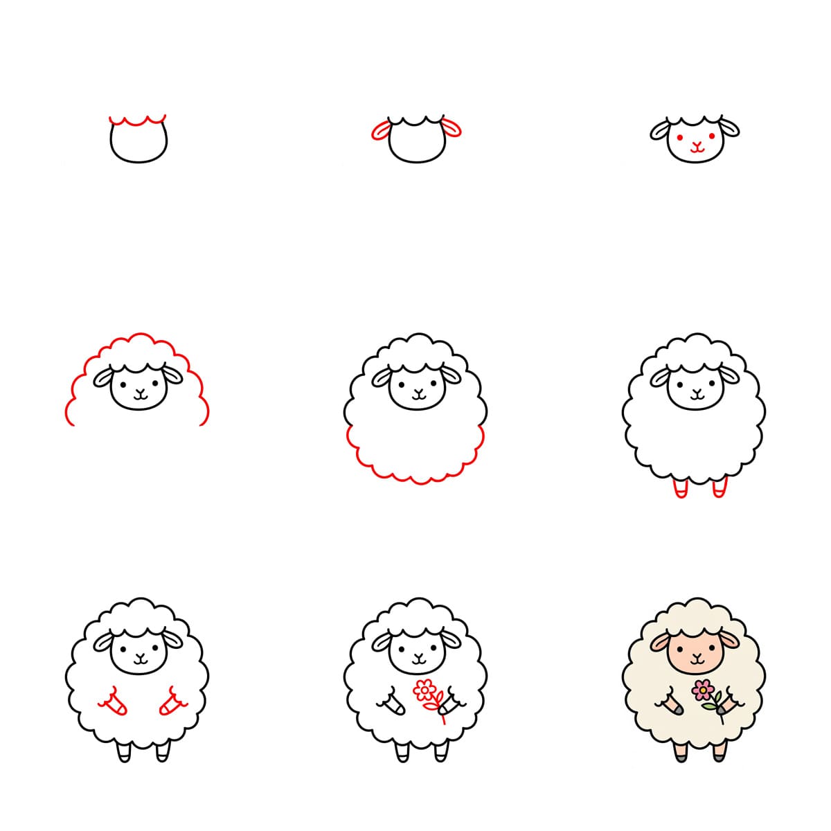 Agneau avec une fleur dessin