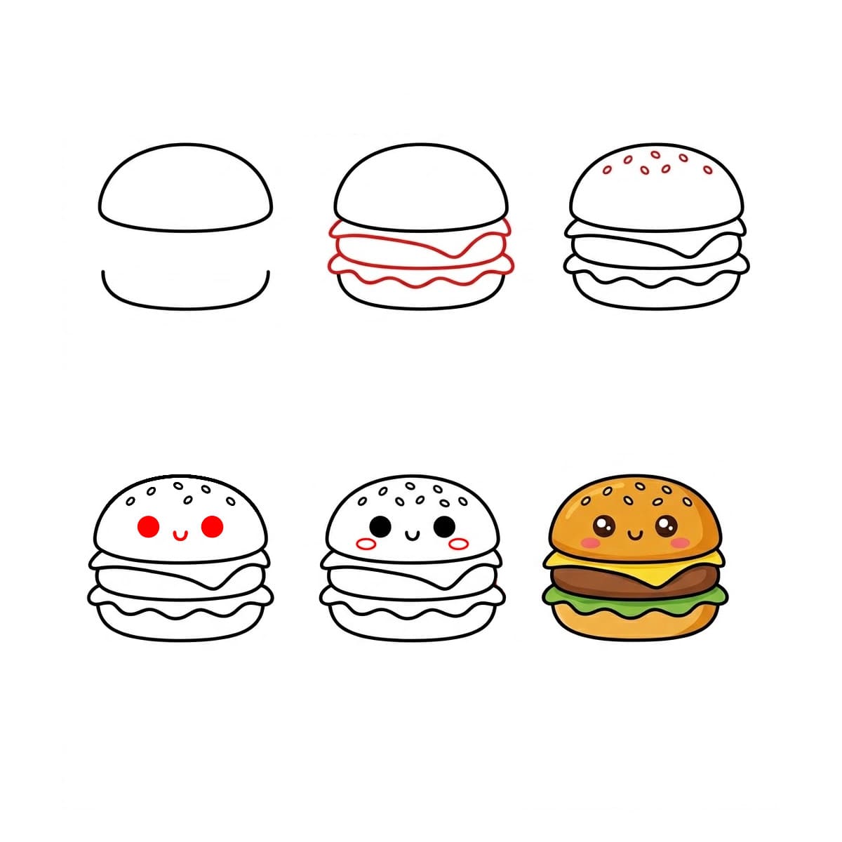Hamburger Kawaii dessin