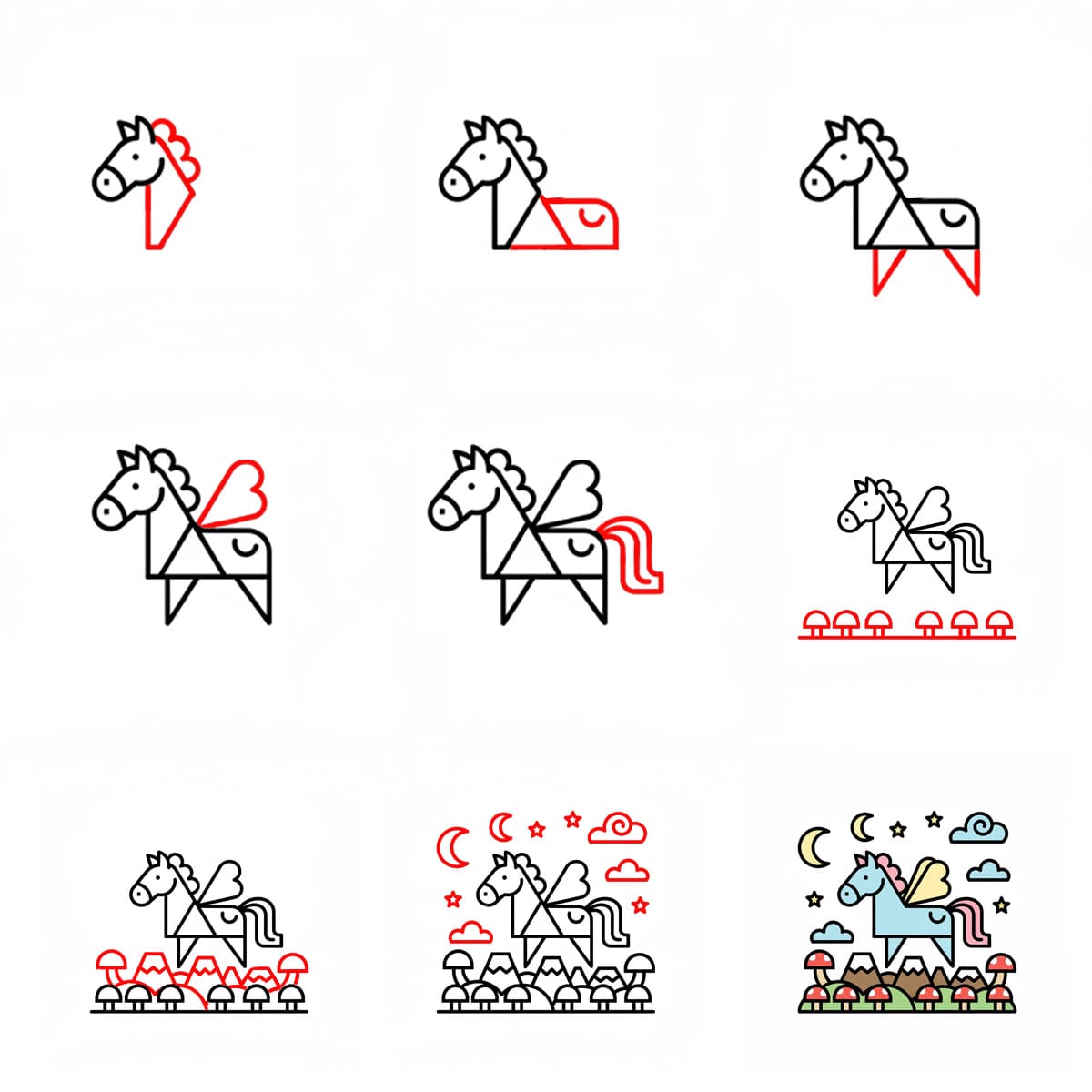 Pégase au pays magique dessin