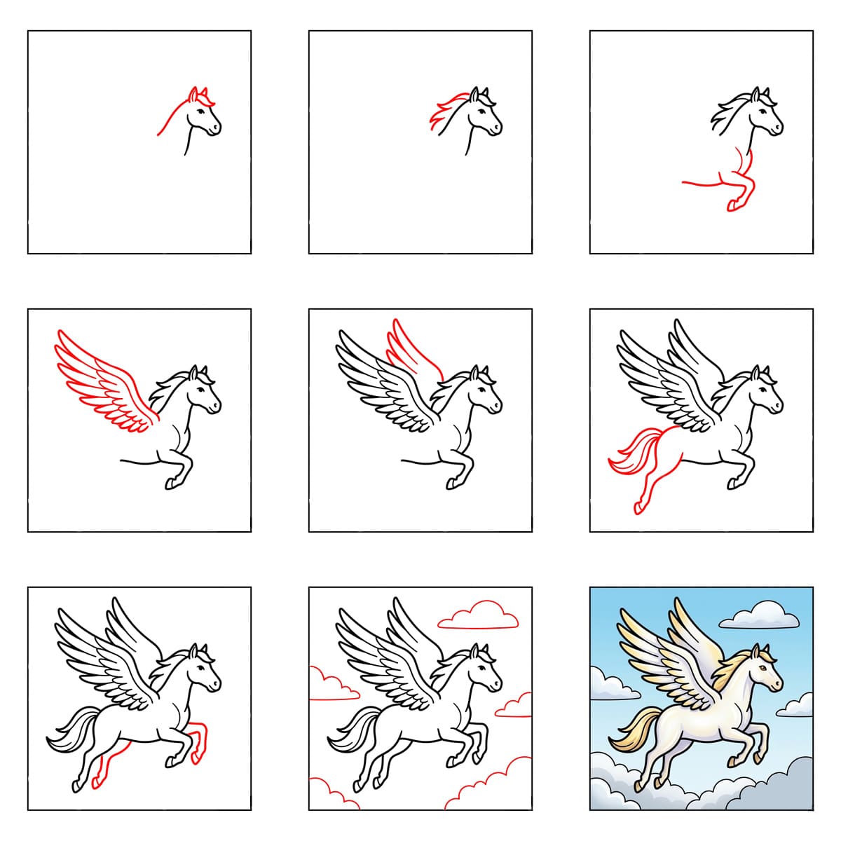 Pégase volant dessin