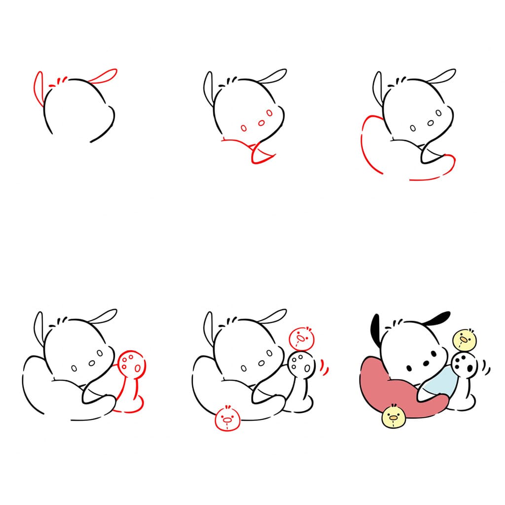 Pochacco allongé dessin