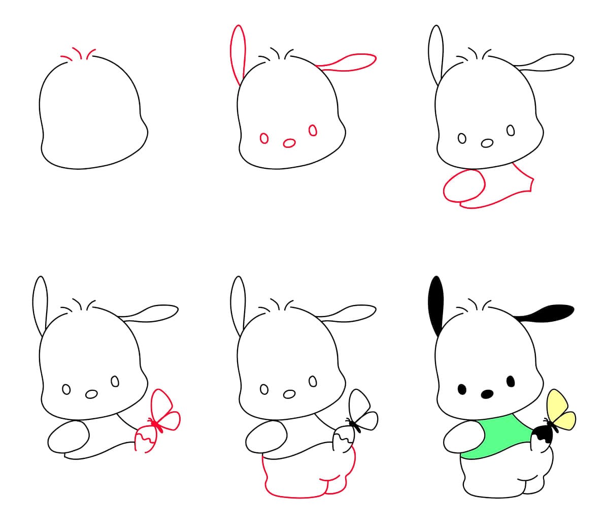 Pochacco avec un papillon dessin