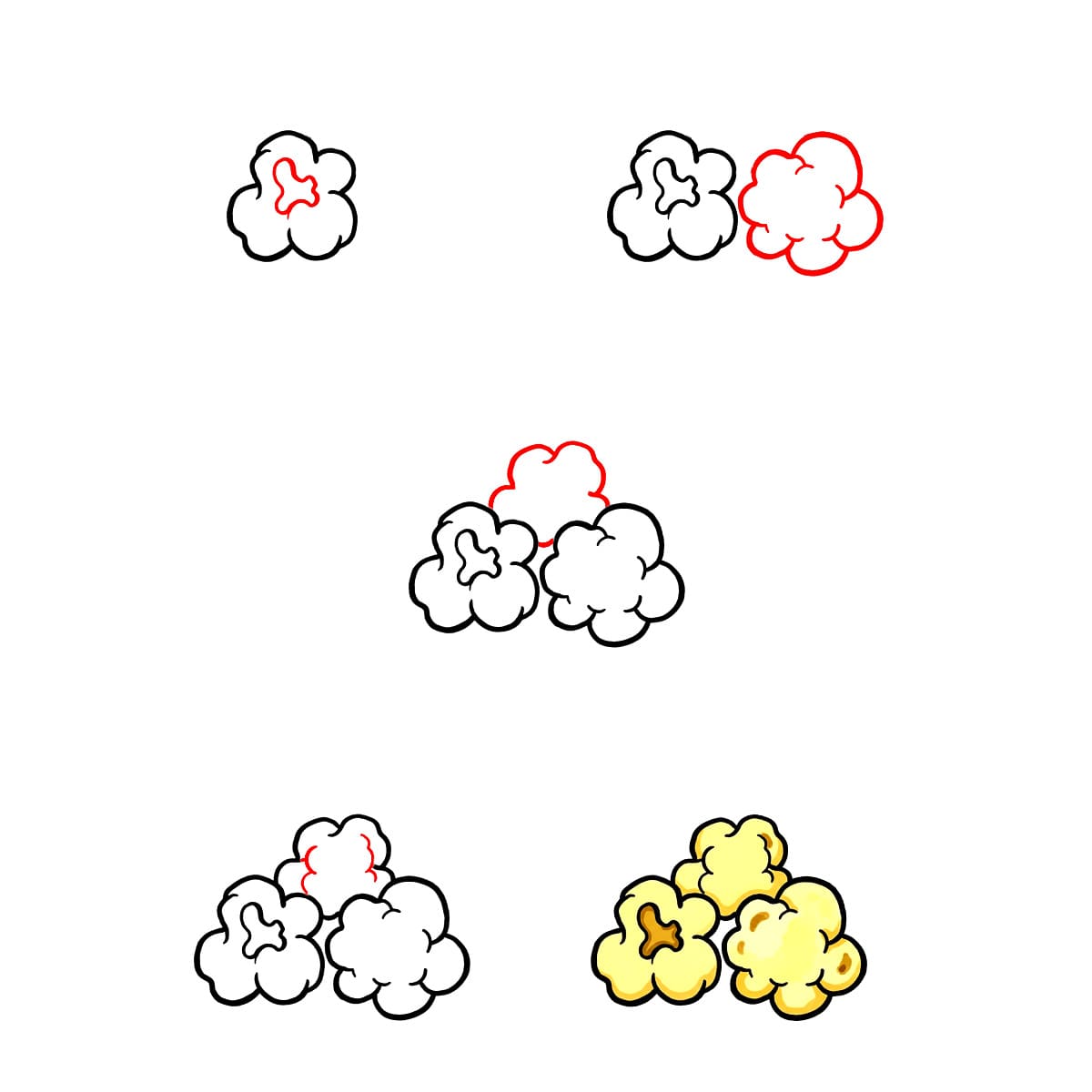 Trio de popcorn dessin