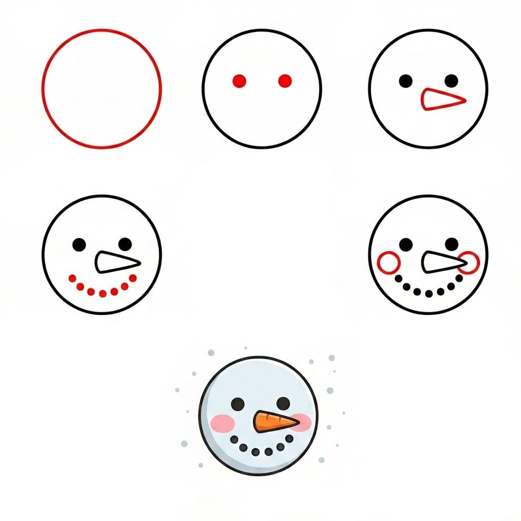 Visage de Bonhomme de Neige Mignon dessin