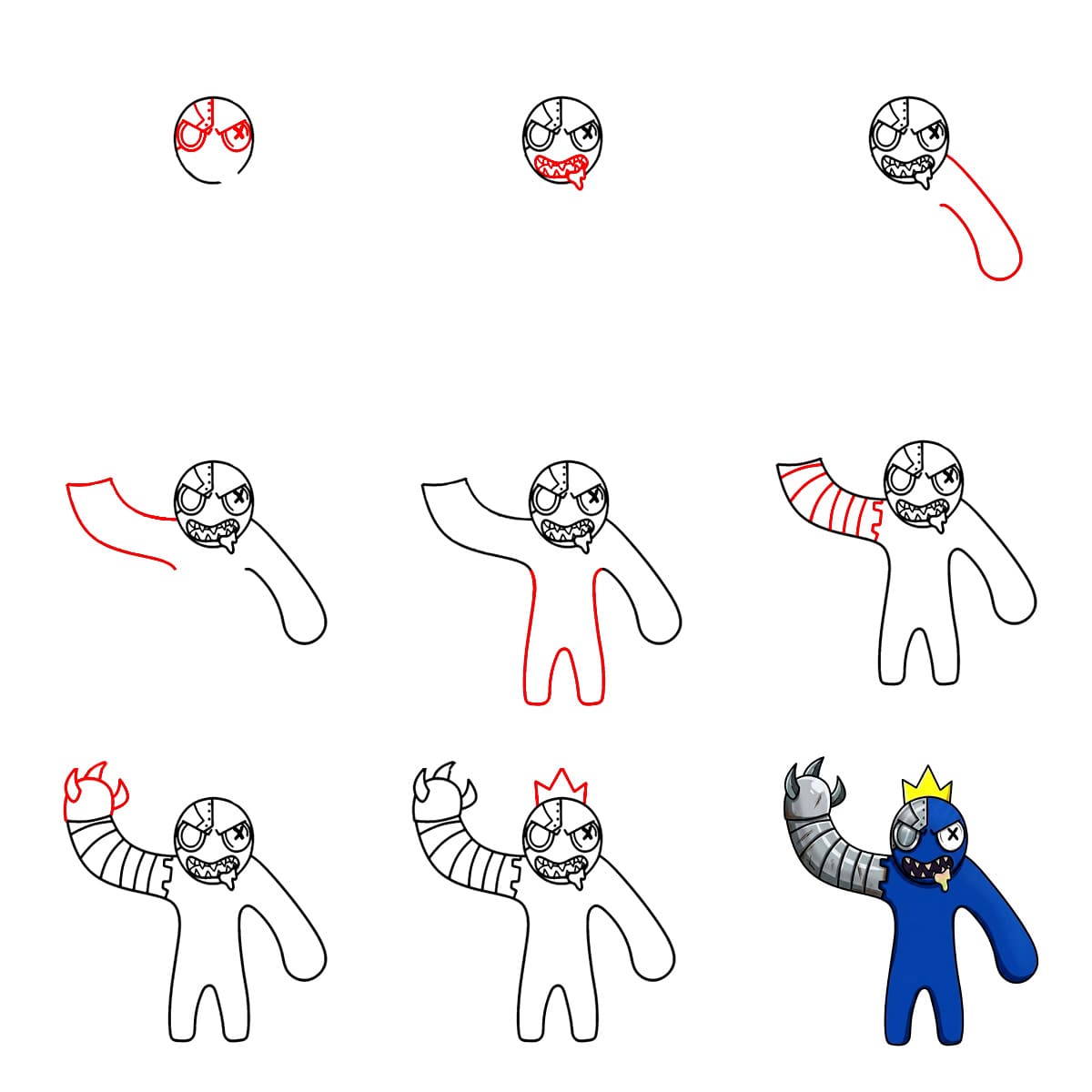 Blue Rainbow Friend En colère dessin